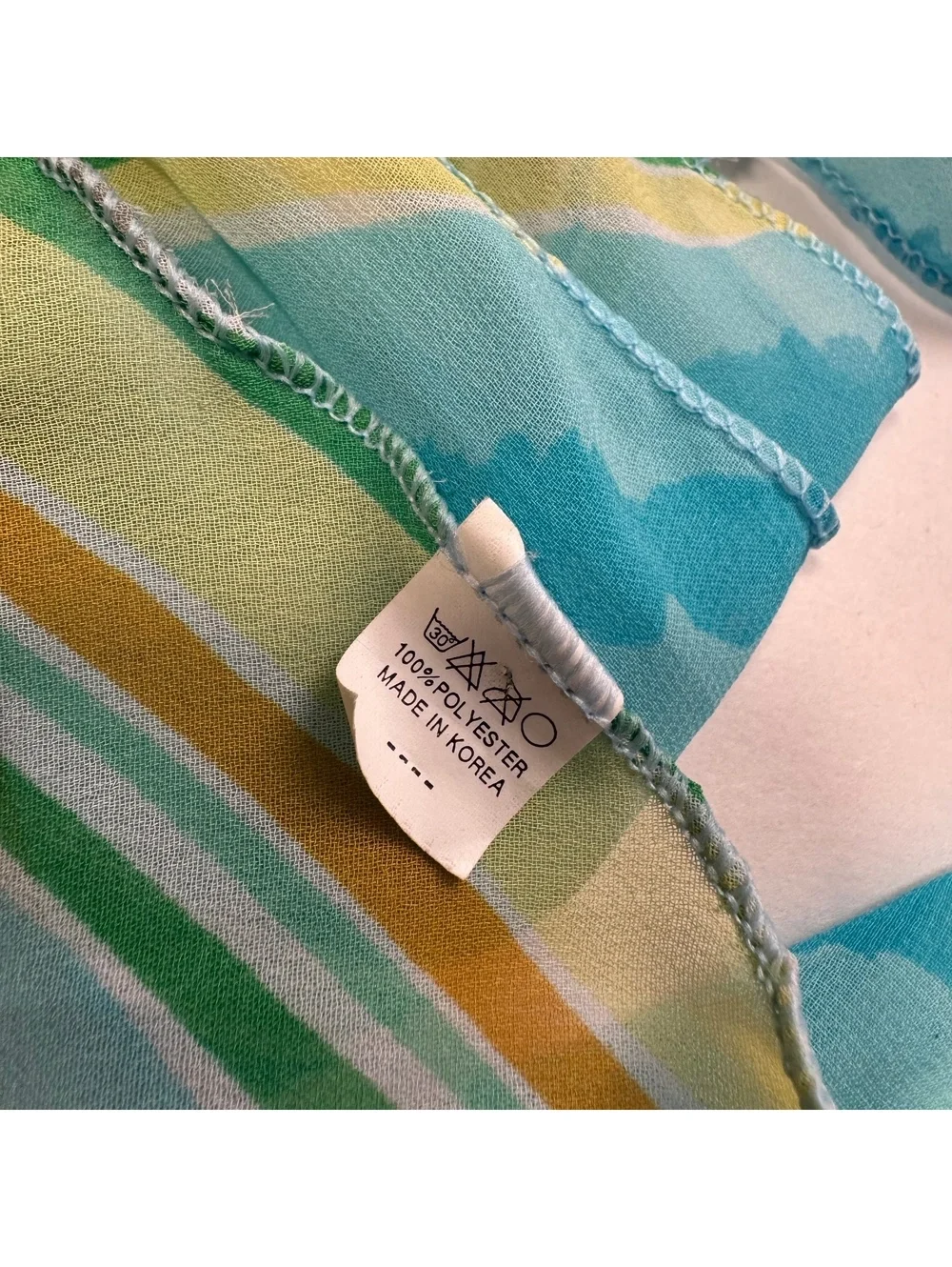 Y2K Sheer Chevron Scarf Blue Green Yellow Neck Scarf Headband